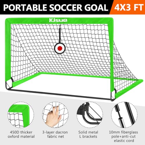 Soccer Goal, Kids Soccer Goals for Backyard Set of 2, Pop Up Soccer Net - color: Green, size: 4X3 FT