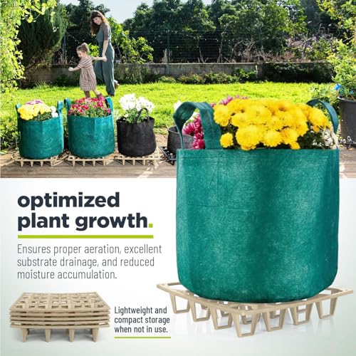 Pot Holder Plant Stand, Plant Riser, Modular Pot Spacer for Indoor and Outdoor Planters & Containers – UV-Resistant Drainage Tray for Airflow, Root Health & Cleaner Surfaces - 19.7x7.5x2.4 inches (Standard White, 10 Pack)