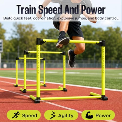 3 Pack Adjustable Height Hurdles Training Equipment, Detachable
