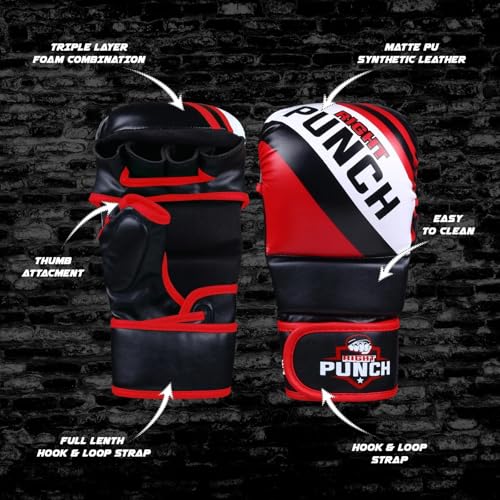 Hybrid MMA Sparring Gloves for Grappling, Kickboxing, and Open Palm Martial Arts - color: Red, size: 3X-Large