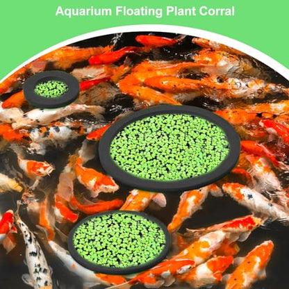 Aquarium Feeding Ring Set, 5 Sizes, EVA Foam, Prevents Food, Promotes Water Circulation, Ideal for Fish, Turtles, Plants (10pcs Black)