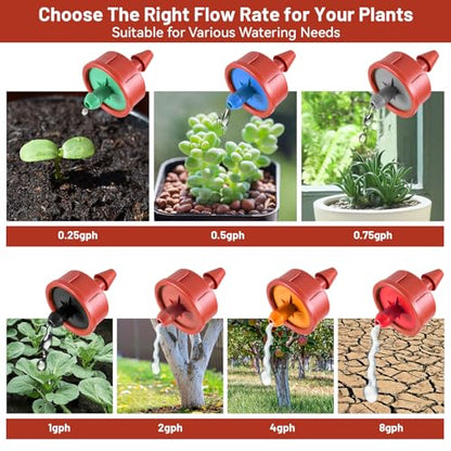 50 PCS 1 GPH Pressure Compensating Drip Irrigation Spot Watering Dripper, Standard Flow Drip Irrigation Emitters Heads for Vegetables Flowers Irrigation Drippers Parts for Outdoor Garden Beds Balcony - size: 1 GPH 50PCS
