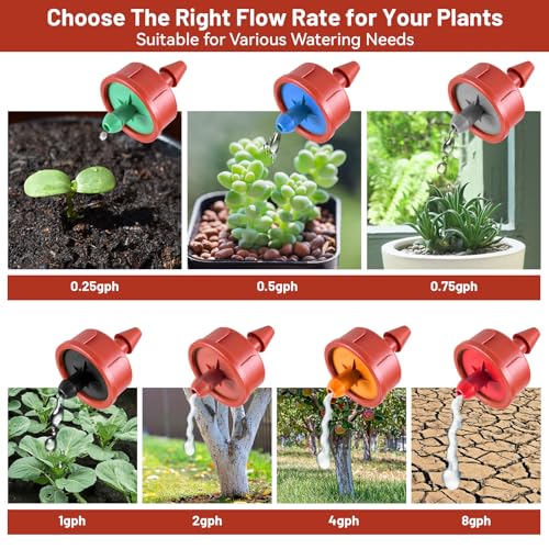 50 PCS 0.5 GPH Pressure Compensating Drip Irrigation Spot Watering Dripper, Gentle Flow Anti-Clog Drip Irrigation Emitters Heads Irrigation Drippers Parts for Indoor Outdoor Small Potted Plants - size: 0.5 GPH 50PCS
