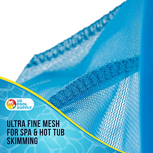 U.S. Pool Supply Professional Spa, Hot Tub, Pool Hand Leaf Skimmer Net with Aluminum Pole - Deep Ultra Fine Mesh Netting Bag Basket, Clean The Finest Debris - Pond Small Kid Kiddie Inflatable Pool - size: 12" Pole (Leaf Skimmer)