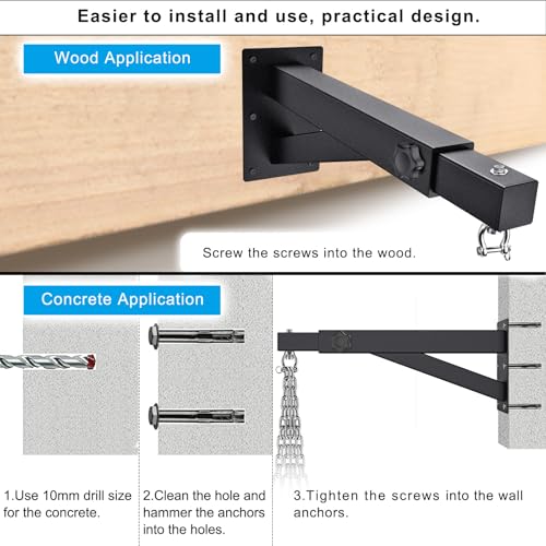 SELEWARE Wall Mount Heavy Bag Hanger Heavy Duty Punching Bag Hanger - color: 17-25" with Length Adjustable
