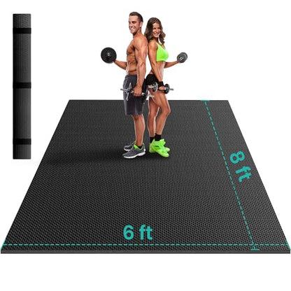 Stepwaver Large Exercise Mat, 6'x4'/7'x5'/8'x5'/9'x5'/10'x5'/12'x5'x8mm - size: 8x6FT