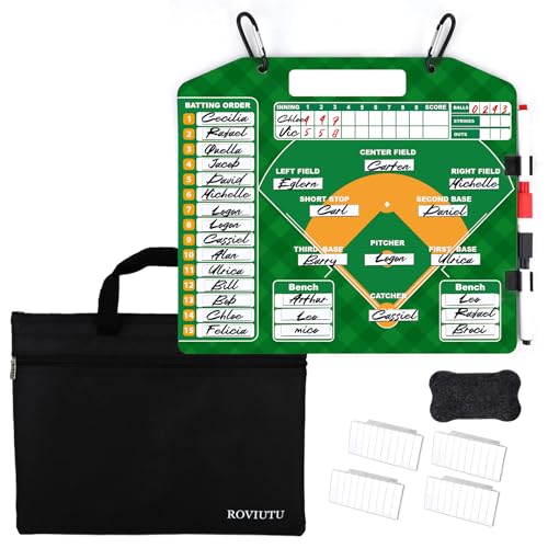 Magnetic Baseball Lineup Board, Baseball Clipboard for Coaches with Bag