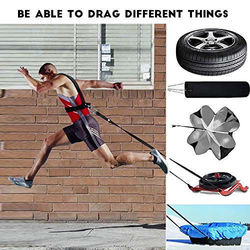 Sled Harness, Adjustable Speed Tire Pulling Belt for Working Out | Strength and Agility Training Equipment, Physical Training Rope Football Exercise Set for Outdoor Indoor Men and Women - size: 6.6FT
