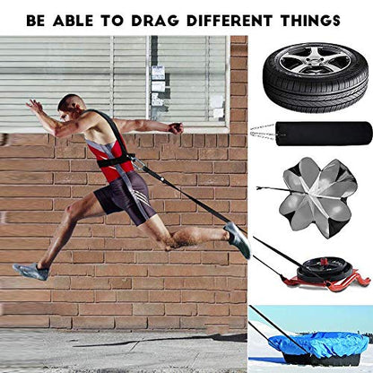Sled Harness, Adjustable Speed Tire Pulling Belt for Working Out | Strength and Agility Training Equipment, Physical Training Rope Football Exercise Set for Outdoor Indoor Men and Women - size: 6.6FT