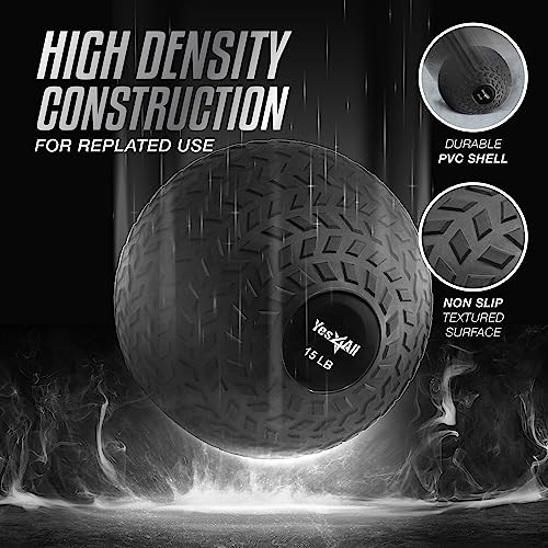 Yes4All Sand-Filled Slam Ball for Strength Training - color: Black, size: 15lbs