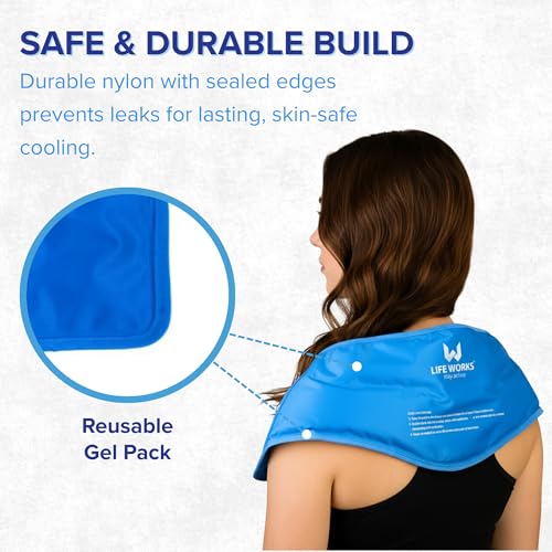 Gel Neck Ice Pack Wrap, Reusable Hot & Cold, Shoulder, Back, 23"