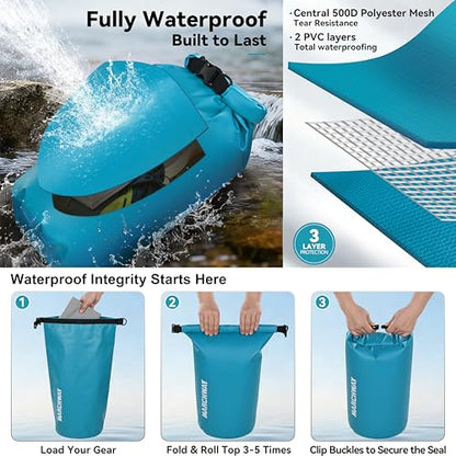 MARCHWAY Floating Waterproof Dry Bag Backpack 5L/10L/20L/30L/40L, Roll Top Sack Keeps Gear Dry for Kayaking, Rafting, Boating, Swimming, Camping, Hiking, Beach, Fishing - color: Teal, size: 10L