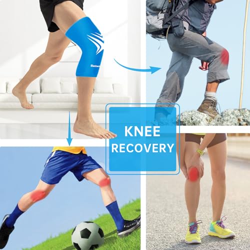 Extended Leg Knee Ice Pack Wrap Ice Sleeve for Knees Injuries Reusable Soft - color: Blue-1 Pack