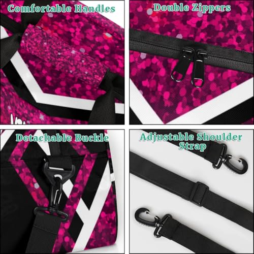 Personalized Volleyball Bag, Rose Purple Sequins Black Background | Casual Bag Sport Duffel Gym Bag Weekender Bags Travel Duffel Bag - color: Rose Pink