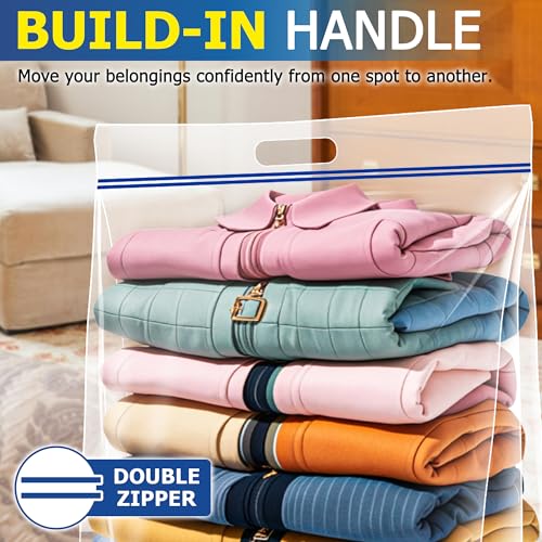 25 Gallon Jumbo Storage Bags, 3.5 Mil Thick Clear Plastic Zipper Bags with Handles, 35" x 24" Extra Large XL Heavy Duty for Home, Travel, and Moving (5 Packs) - size: 5 Jumbo