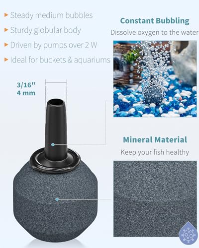 Pawfly Aquarium 0.8 Inch Air Stone Ball Bubble Diffuser Release Tool for Nano Air Pumps Small Buckets and Fish Tanks, 10 Pack