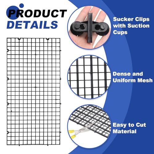 uxcell 2Pcs Aquarium Fish Tank Divider, 12x6 Inch Plastic Egg Crate Light Diffuser Grid Filter Bottom Partition Separator with Sucker Clips and Suction Cups for Aquarium, Black