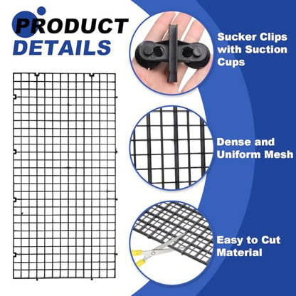 uxcell 2Pcs Aquarium Fish Tank Divider, 12x6 Inch Plastic Egg Crate Light Diffuser Grid Filter Bottom Partition Separator with Sucker Clips and Suction Cups for Aquarium, Black