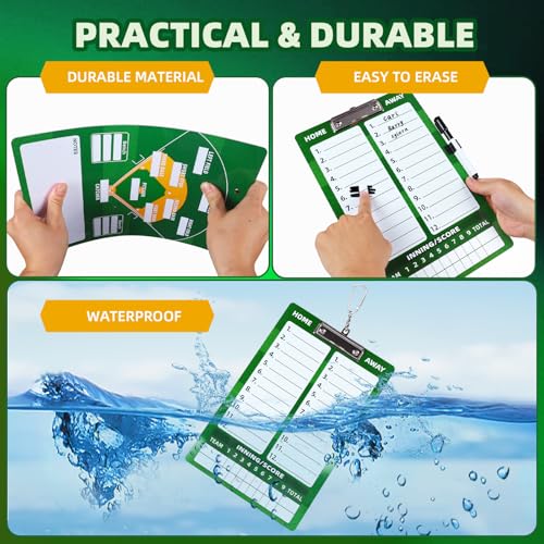 Dry Erase Coaches Clipboard， Reuse Baseball Dry Erase Coaching Board Double-Sided Baseball White Board for Coaches Writable and Erasable Coaching Board (Baseball)