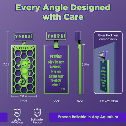 Magnetic Seaweed Feeder, Swinging Motion Nori Feeder, Seaweed Clip for Tangs Angels Freshwater and Shrimp Tanks (Green & Purple) - color: GREEN & PURPLE
