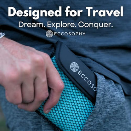 ECCOSOPHY Microfiber Beach Towel, Quick Dry Gym Towel, Sand Free, 71x35 - color: Aqua, size: Large (71"x35")