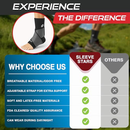 Sleeve Stars Ankle Brace Men & Women Support (Single/S:9"-10"/Black) - color: Black, size: Small