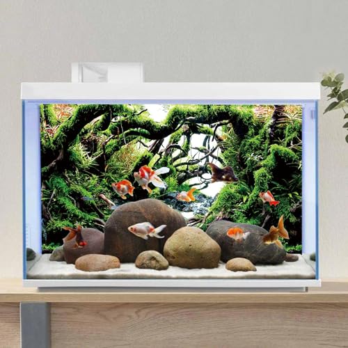 AWERT 48x20 inches Branches Fish Tank Background Green Algae Aquarium Background River Bed & Lake Aquarium Background Vinyl Background