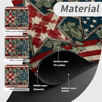 Kitchen Sink Splash Guard，Vintage American star-1 Faucet Mat Sink Gadgets-Super Absorbent Fast Drying Mat Drip Catcher for Kitchen, Bathroom,Sink Mat, Dish Drying Mat, Bathroom(15" X 5.5" )