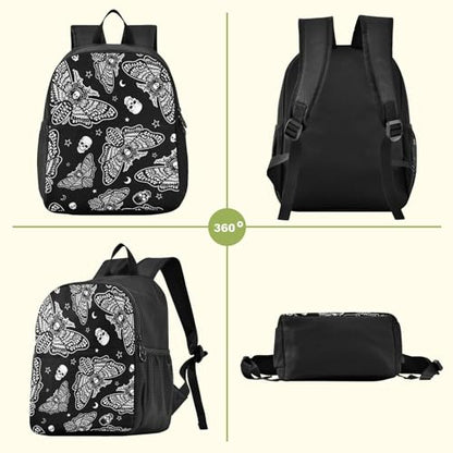 Toddler Backpack Gothic Skull Moth Waterproof Mini Backpack Boys/Girls Cute Small Backpack Kindergarten Pre School Bags (S) - color: Gothic Skull Moth, size: Small