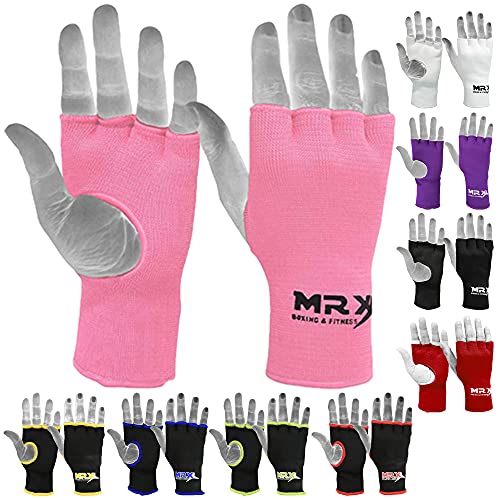 Muay Thai Boxing Inner Gloves Protective Hand Wrap MMA Fist (Pink, Large) - color: Pink, size: Large