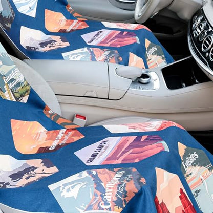 Hahafelt 2 Pack Car Seat Towel Cover with Storage Bag, 63 x 32 Inch Universal Non Slip Waterproof Sweat Protector for Car, Gym Workout Swimming Running, Machine Washable (Mixed Landscapes) - style: Mixed Landscapes