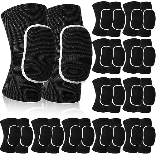 Lenwen 12 Pairs Volleyball Knee Pads for Dancers Soft Breathable Knee Braces for Men Women Football Soccer Yoga Skating Wrestling Running Cycling(Medium,Black, White) - color: Black, White, size: Medium