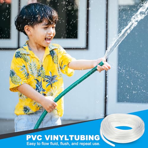 PATIKIL PVC Vinyl Tubing, 5/16"ID x 3/8"OD Flexible Clear Plastic Tube with 2 Hose Clamps, Hose Line Pipe for Multipurpose Industrial Vinyl Aquarium, 33FT - size: 5/16" ID 33FT