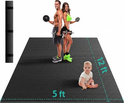 Stepwaver Large Exercise Mat, 6'x4'/7'x5'/8'x5'/9'x5'/10'x5'/12'x5'x8mm - size: 12x5FT