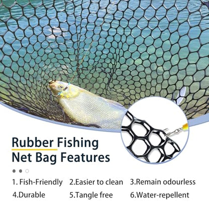 Telescoping Metal Lock Fishing Net with Handle Red Green 64" 52" Rubber Fish Net - Adjustable Length Lightweight Foldable Large Big Collapsible Extendable Fishing Net - color: Red with black handle(3-section pole)