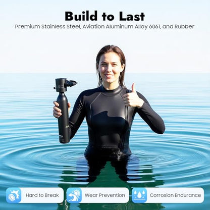 Mini Air Scuba Tank Diving Kit, Air Pump Set Oxygen Tank Pump Diving Equipment 0.53qt Manual Underwater Breathing Portable Scuba Diving Tank Kit for Underwater Exploration Ship Cleaning