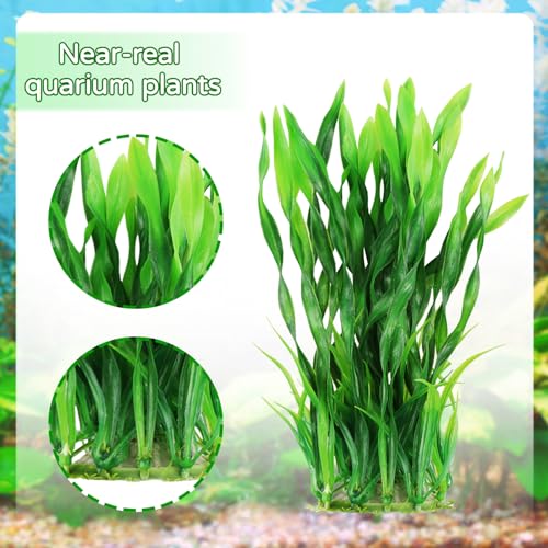 Fish Tank Decorations Plants, 20pcs Aquarium Decorations Plants Plastic, Fish Tank Accessories, Fish Cave and Hideout Ornaments, Aquarium Decor