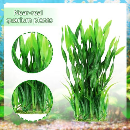 Fish Tank Decorations Plants, 20pcs Aquarium Decorations Plants Plastic, Fish Tank Accessories, Fish Cave and Hideout Ornaments, Aquarium Decor