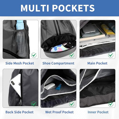 JELUTAR Drawstring Backpack Gym Bag with Shoes Pocket, Dark Grey - color: Dark Grey, size: Medium