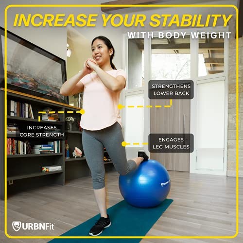 URBNFit Yoga Ball - Anti-Burst Exercise Ball Large - color: Blue, size: XL (28" - 30") 75cm