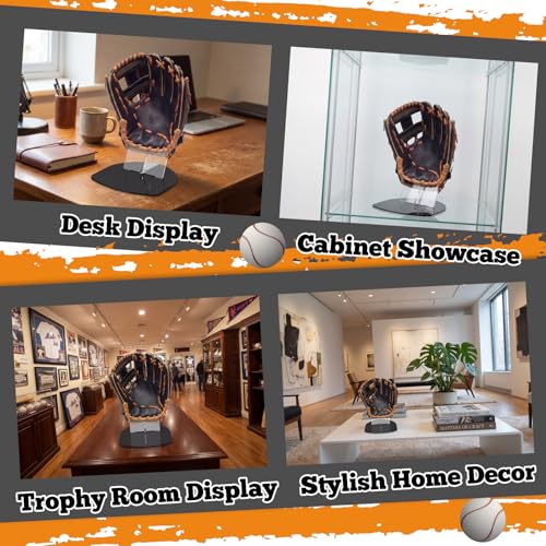 Novabright 2 Pcs Baseball Glove Display Desk Mount Stand Softball Glove Holder Acrylic Storage Organizer Rack for Batting Gloves, Collectibles Memorabilia, Club Fans, Sports Team Decor Gift