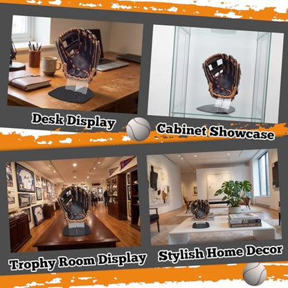 Novabright 2 Pcs Baseball Glove Display Desk Mount Stand Softball Glove Holder Acrylic Storage Organizer Rack for Batting Gloves, Collectibles Memorabilia, Club Fans, Sports Team Decor Gift