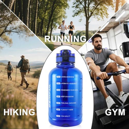 GEMFUL 2L Water Bottle with Handle 64oz Large Jug Leak-Proof (Royal Blue) - color: Royal Blue, size: 67.6 Ounces