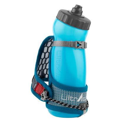 Ultraspire Iso Versa 2.0 Blue Grey Runners Water Bottle Handheld with Hand-strap