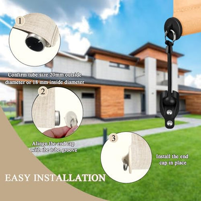 Coolaroo Outdoor Roller Shade Replacement Parts Universal Blind Brackets & End Caps for Shade Mounting Hardware Kit（2set，Black） - color: Black