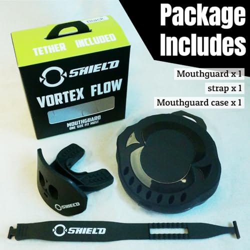 O Shield Core Football Mouth Guard, Detachable Strap - color: Black