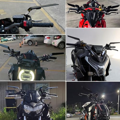 XINGWU Motorcycle Mirrors Anti-glare Stealth Mirror Adjustable Rotating Rearview Mirror Wind Wing Side Mirror for Z650 Z900 Z1000 Duke 390 790 1290 MT07 MT09 S1000 Street Bike Mirrors