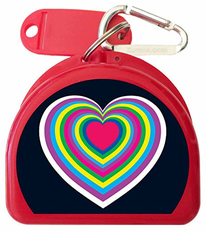 Mouth Guard Case, Retainer Case, Mouthguard Case - Hearts - color: Red
