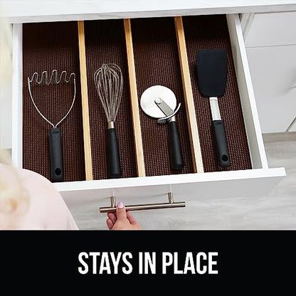 GORILLA GRIP powerGRIP Drawer Shelf and Cabinet Liner, Thick Strong Hold, Non-Adhesive Liners Protect Kitchen Cabinets and Cupboard, Bathroom Drawers, Easy Install, Breathable Mat, 12" x10', Chocolate - color: Chocolate, style: 12" x 10'