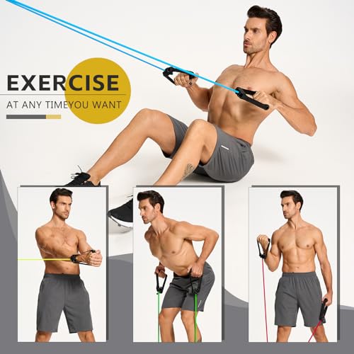 Latex-Free Resistance Bands with Handles for Exercise and Therapy